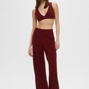 ALO  Burgundy Take Comfort Ribbed Set